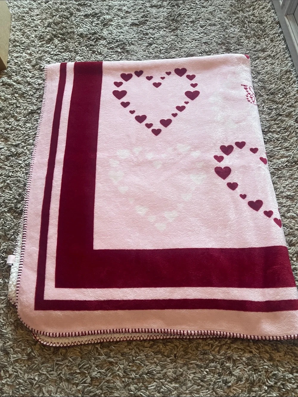 VS PINK AND RED HEART BLANKET